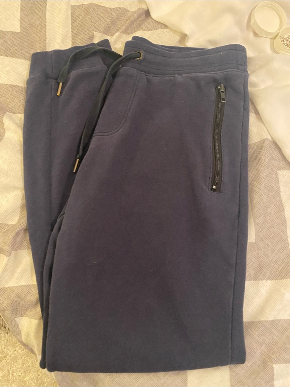 Aeropostale Men's Navy Fleece Jogger Pants with Zip Pocket size small